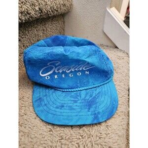 Vintage Seaside Oregon Hat Blue Tie Dye Nylon Rope Snapback No Problem Cap 90s